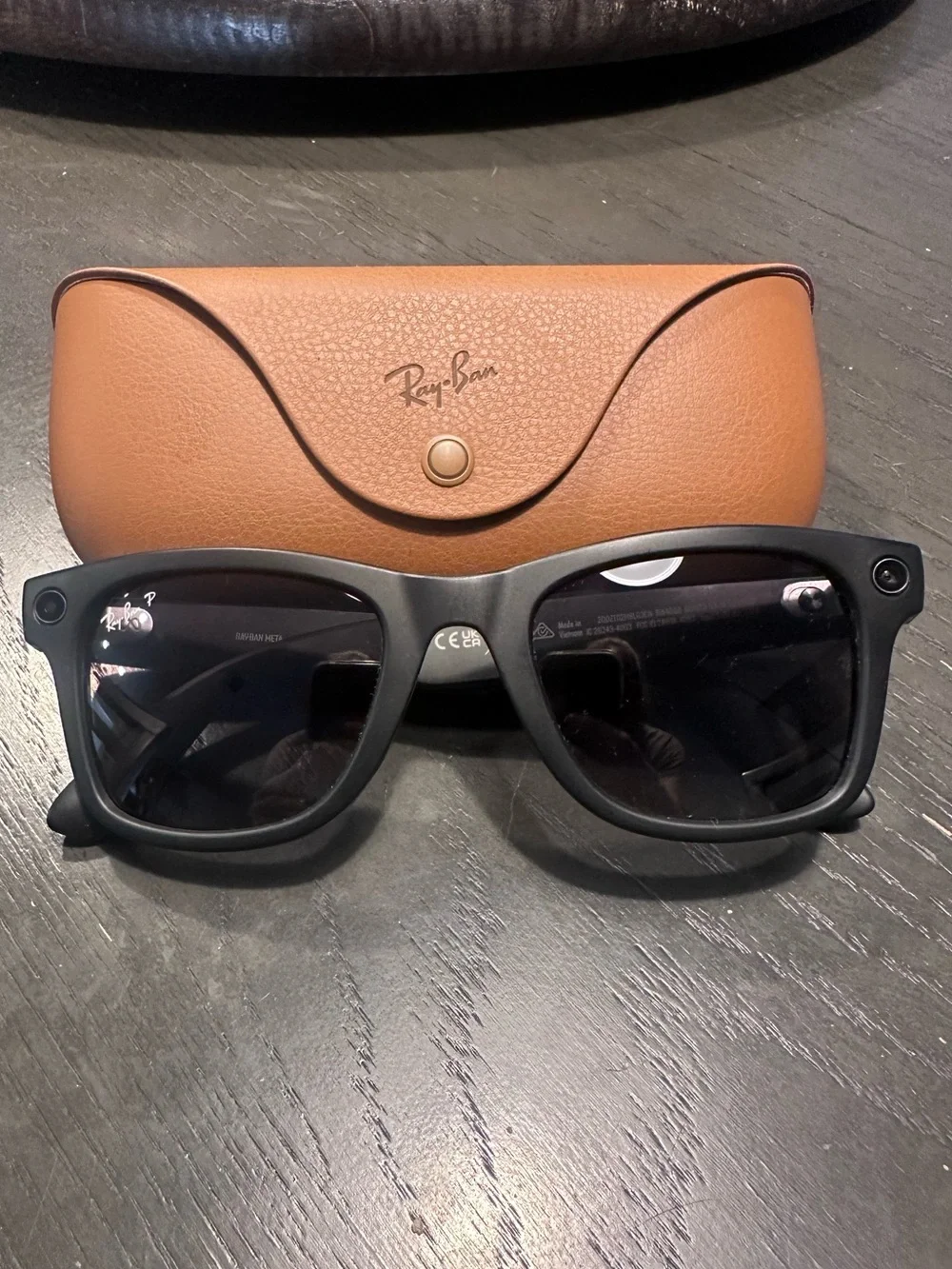 Ray-Ban Black Matte Sunglasses with Brown Case NEW!! never linked to a phone
